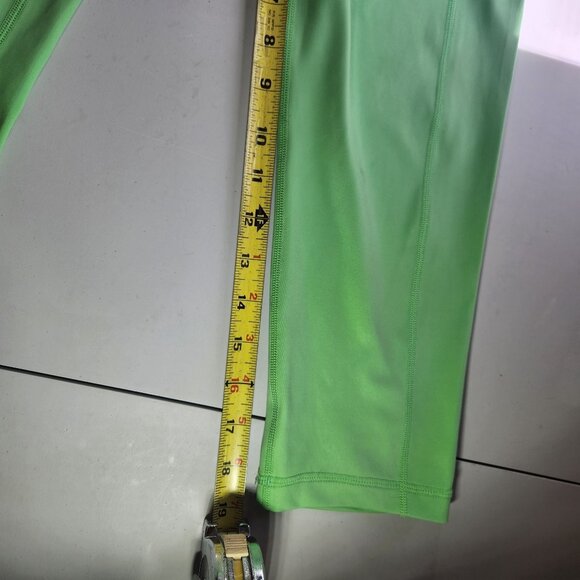 CVG Leggings neon green Pockets exercise pants athletic capri women Medium - Picture 4 of 4